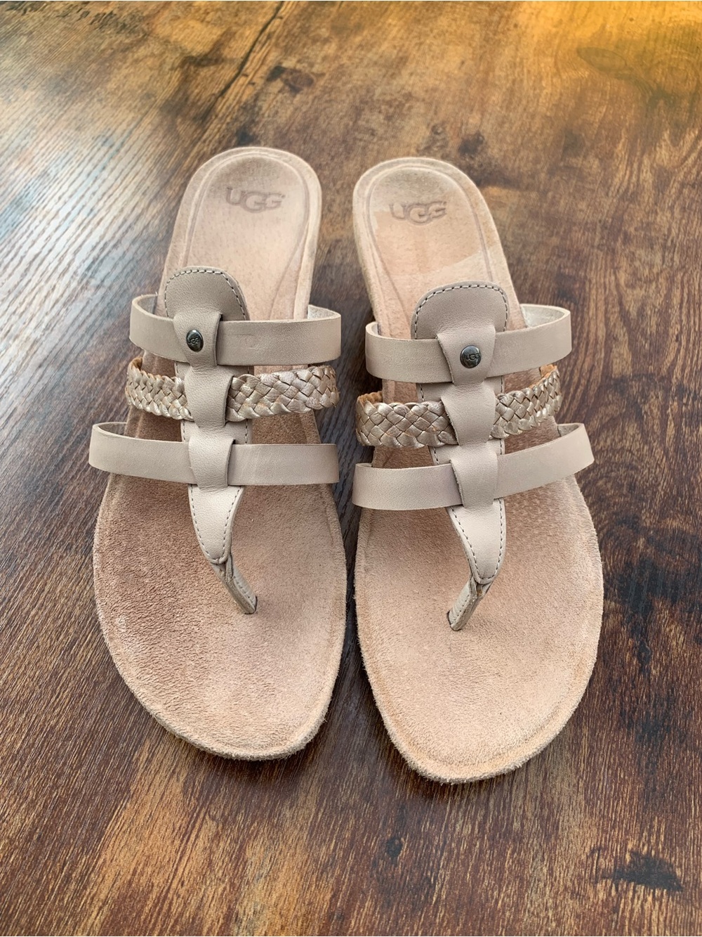 UGG Women’s Taupe Braided Strap Thong Sandals